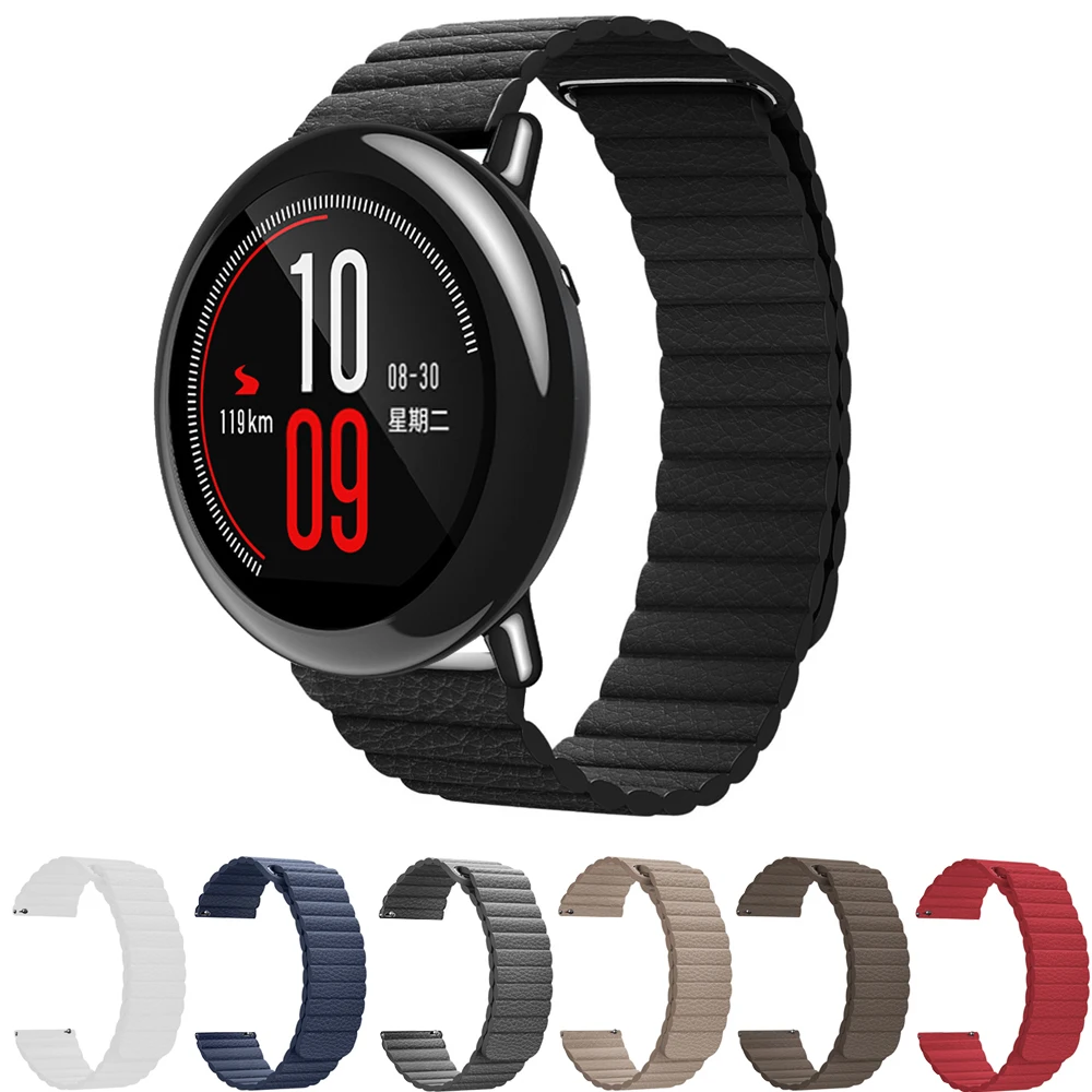 Ремешок из натуральной кожи на магнитной застежке для смарт часов Xiaomi Huami Amazfit Pace
