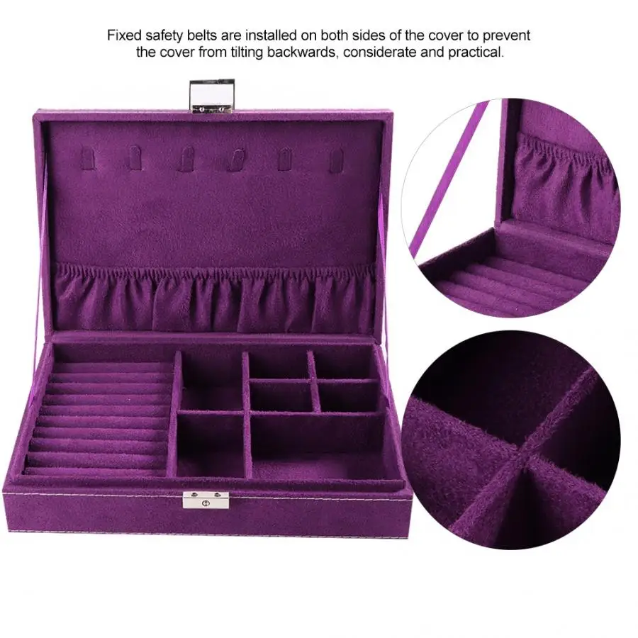 Cuboid Ring Display Box Earrings Necklace Jewelry Organizer Storage Case with Cover High Quality Suede Jewelry Storage Case c