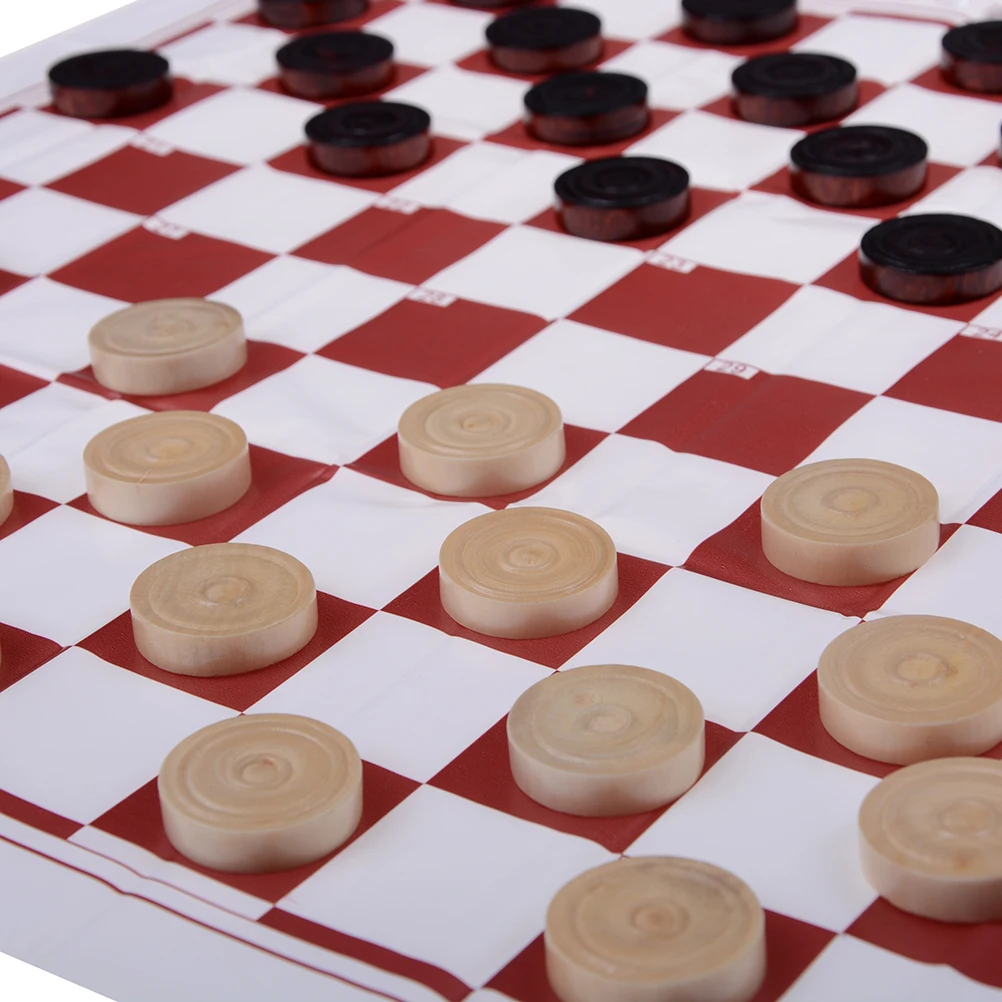 Wooden International Chess Set Board Travel Games Chess Draughts 