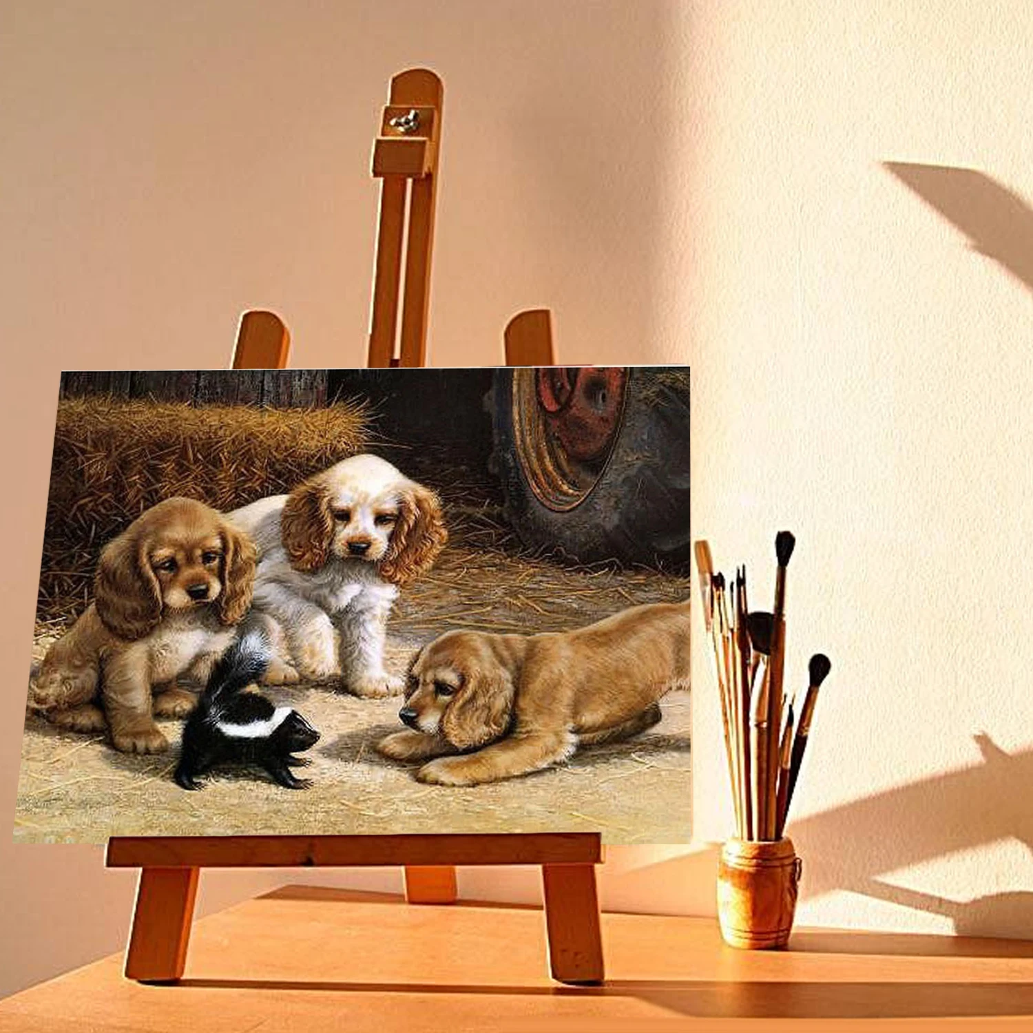 40x50cm Animal Style Frameless DIY Digital Oil Painting Paint by Numbers Canvas with Paints Brushes for Home Office Decor
