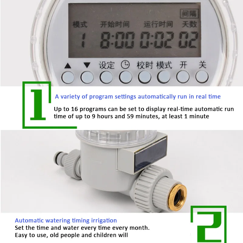 Watering Timer Solar Power Automatic Irrigation Watering Timer Programmable Hose Timers Irrigation System for Greenhouse Plant