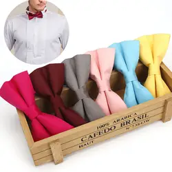 Твердые Британский хлопчатобумажный галстук-бабочка жениха Для мужчин Для женщин галстук-бабочка галстуки Свадебная вечеринка поставки
