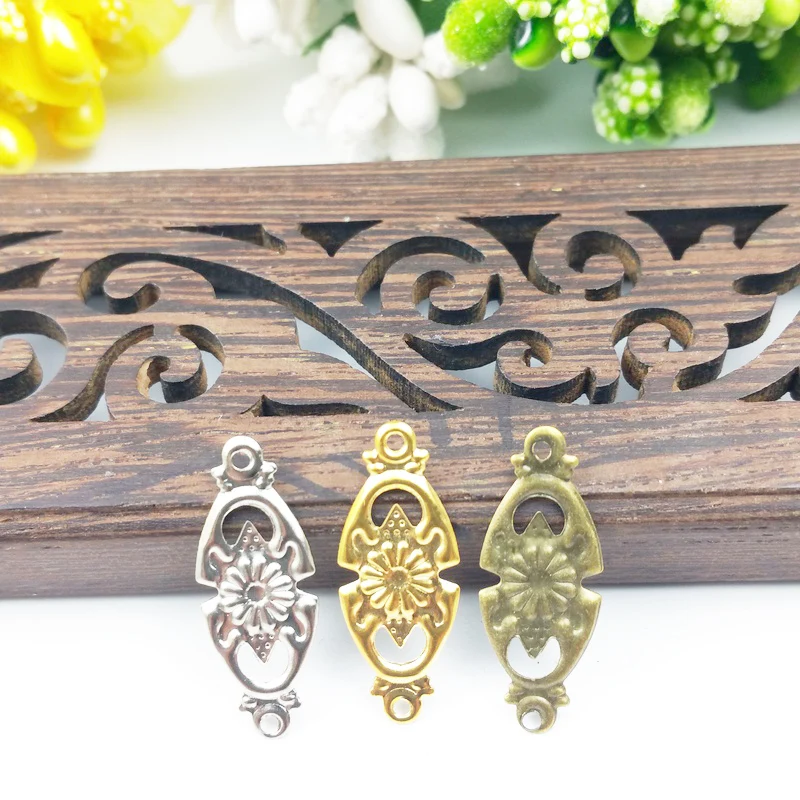 

50pcs 8x22mm Filigree flower connectors Wraps Metal Charms For Embellishment Scrapbook DIY Jewelry Metal Craft Wraps