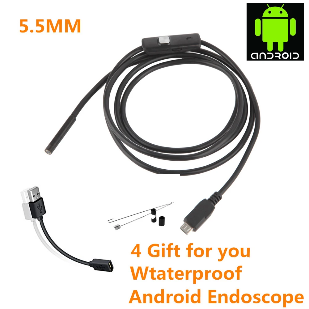 

USB Camera 5mm Inspection Pipe 1m 2m Endoscope Waterproof Snake Tube with 6 LED Borescope For Android Phone PC Dropshipping