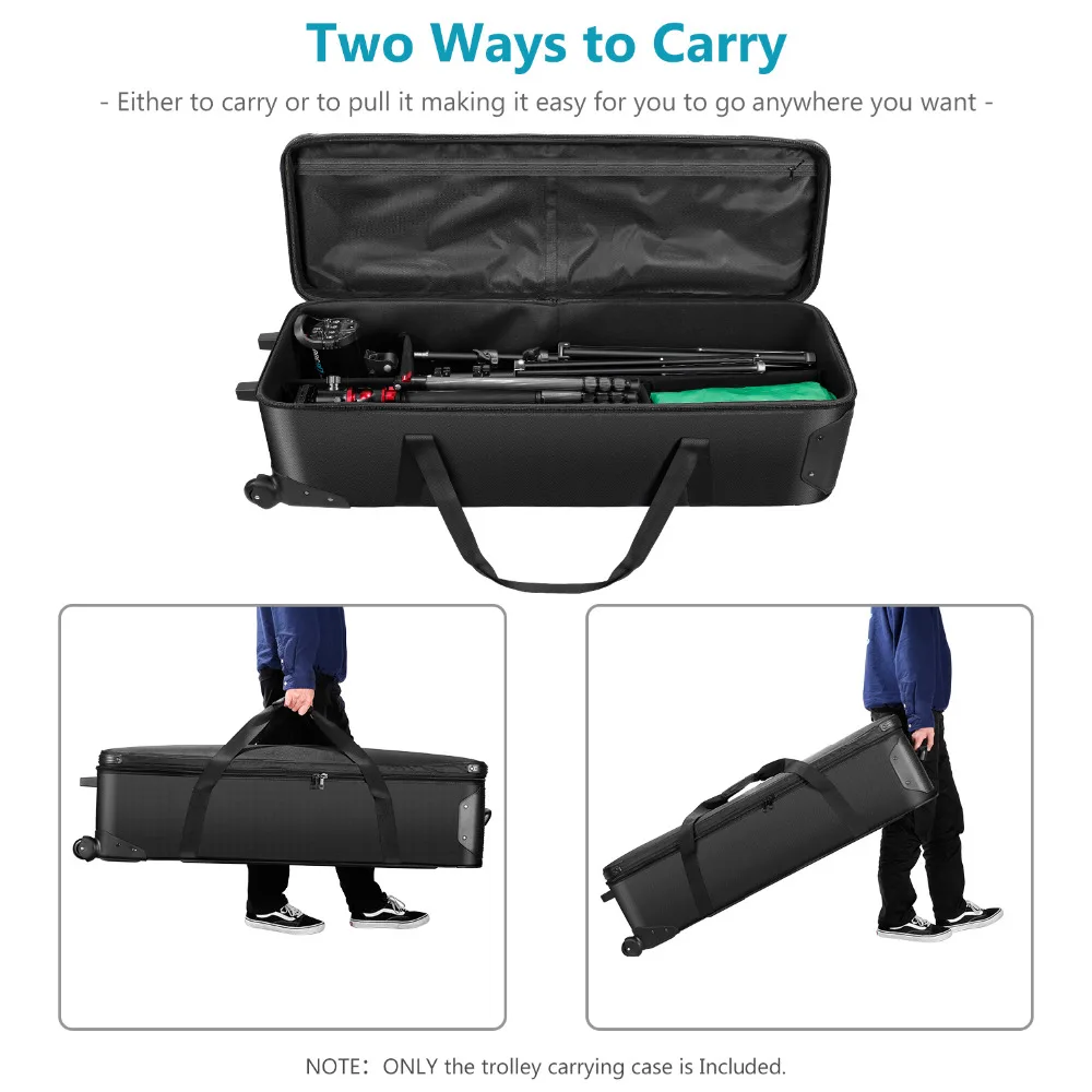 Neewer 44 inches Rolling Camera Case Anti-shock Detachable Padded Compartment Tripod Case Durable Waterproof for CameraTripod