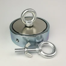 1piece two side 600KG magnetic attracting force strong holding neodymium recovery fishing detecting magnet pot with a eye-bolt