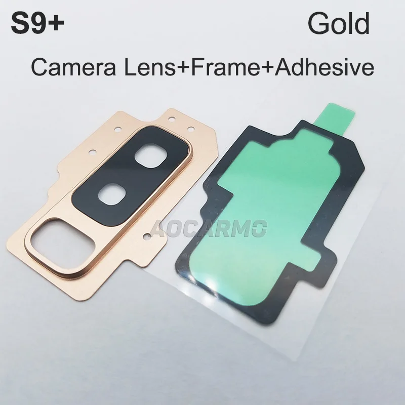 Aocarmo 5 шт. для Samsung Galaxy S9 + стекло объектива задней камеры с кольцевой крышкой рамка