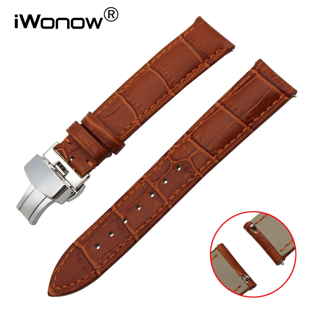 Top Layer Calf Genuine Leather Watchband 18 20 22mm Quick Release Watch