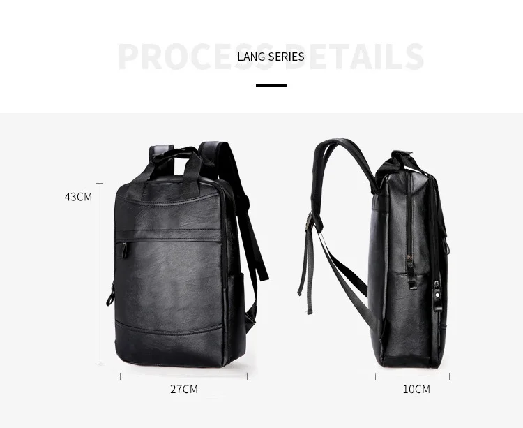 Модный мужской рюкзак, водонепроницаемый, из искусственной кожи, дорожная сумка для мужчин, большая вместительность, мужская сумка для ноутбука, рюкзаки для подростков