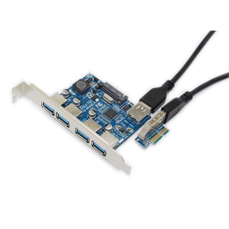 4 порта USB 3 0 концентратор адаптер PCI-E 1X к USB3.0 карта PCI Express расширения с 30 см кабель 5