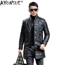 AYUNSUE, мужская кожаная куртка, 90% белый утиный пух, куртка, зимнее пальто, мужские кожаные куртки HN5524 MY749