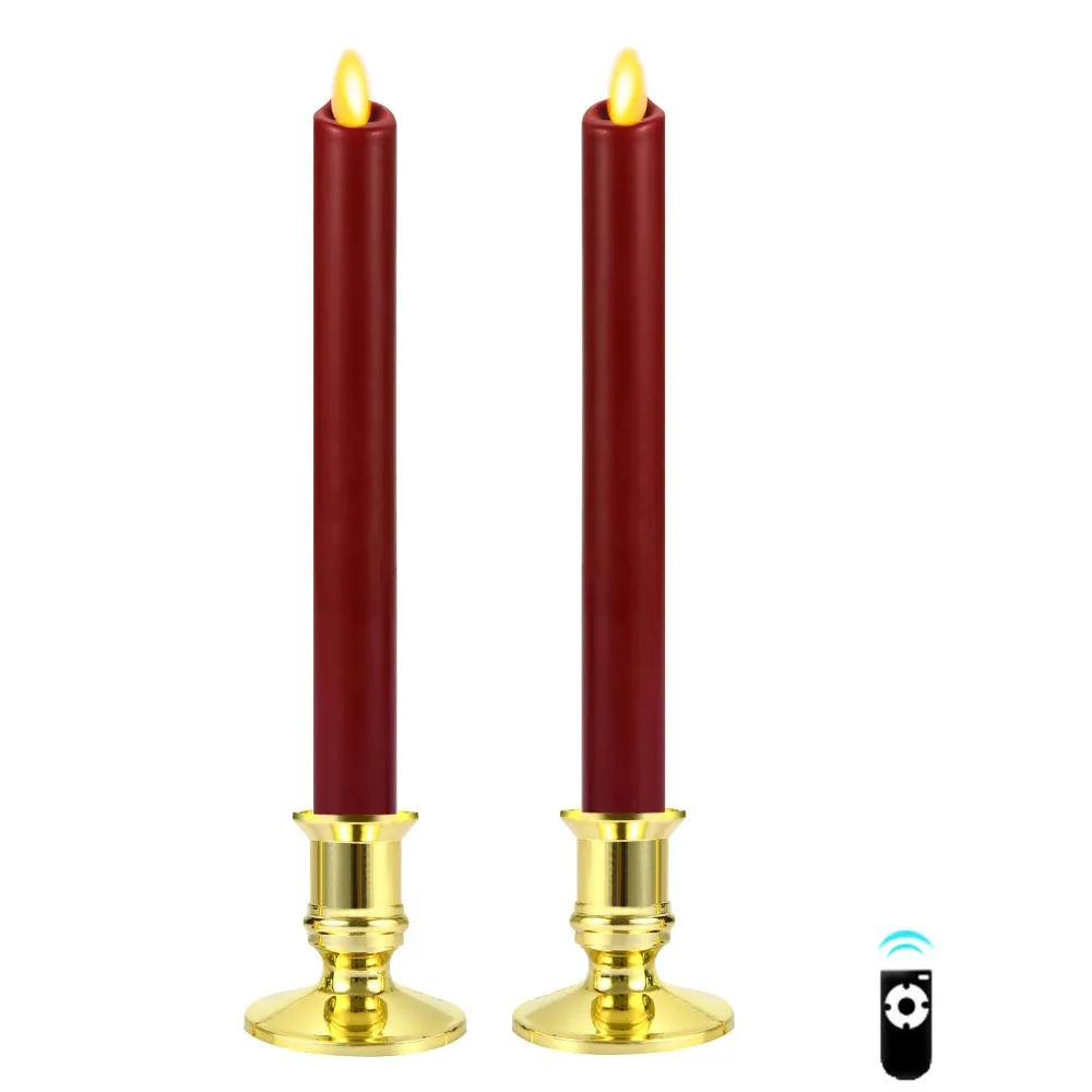 Ksperway Flameless Moving Wick LED Taper Candles Real Wax with Timer