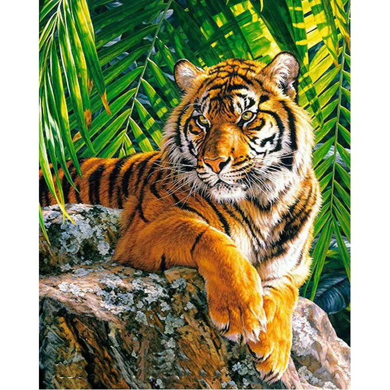 

2017 new diamond painting cross stitch the paintings of rhinestone diamond embroidery Forest tiger pattern round diamond puzzle