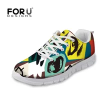 FORUDESIGNS/забавные женские туфли на плоской подошве с 3D принтом граффити; коллекция года; Модные женские повседневные туфли на плоской подошве; женская дышащая сетчатая обувь для девочек