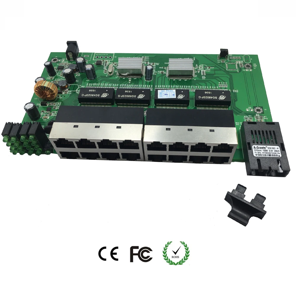 Бесплатная доставка 16 Порты и разъёмы обратное poe Питание ethernet коммутатор с 1 sc