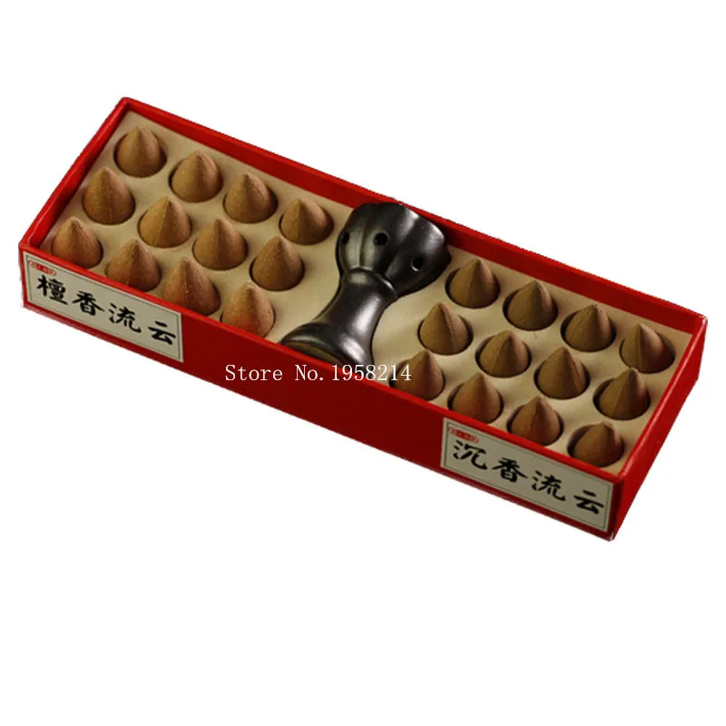 Aromatic Chinese Incense Sandalwood and Agarwood Cone Incense Set Smoke