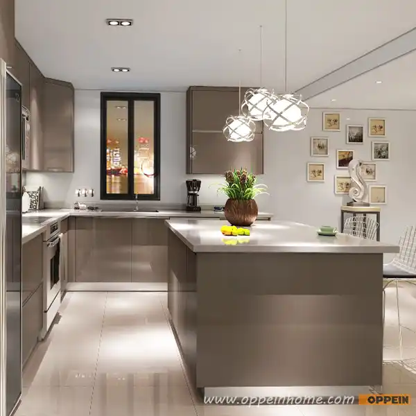 Guangzhou Kitchen Cabinet Factory Modern Dark Color High Gloss