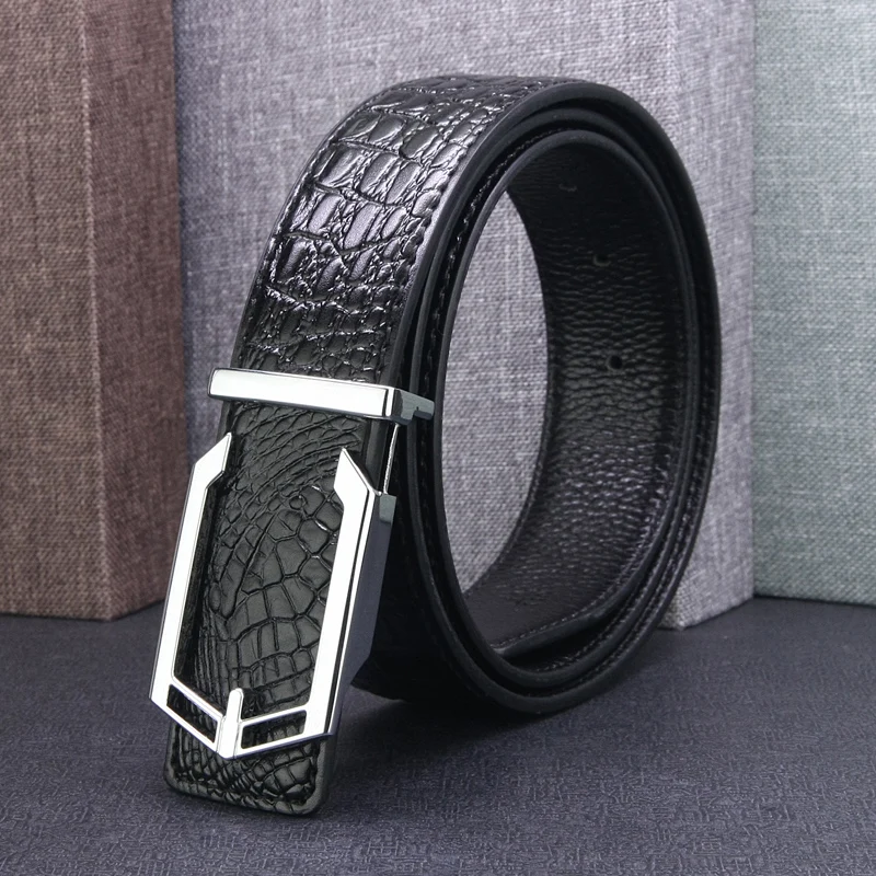 

High Quality luxury brand Crocodile Grain Retro belt men genuine leather Waist Strap wide Waistband Crocodile pattern