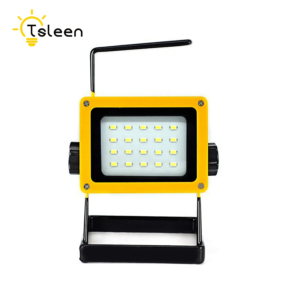 

TSLEEN 30W LED Flood Light 18650 Operated Spot Lamp Camping Hiking Work Torch+SOS IP65 Waterproof + 3x18650 Battery + EU US Plug