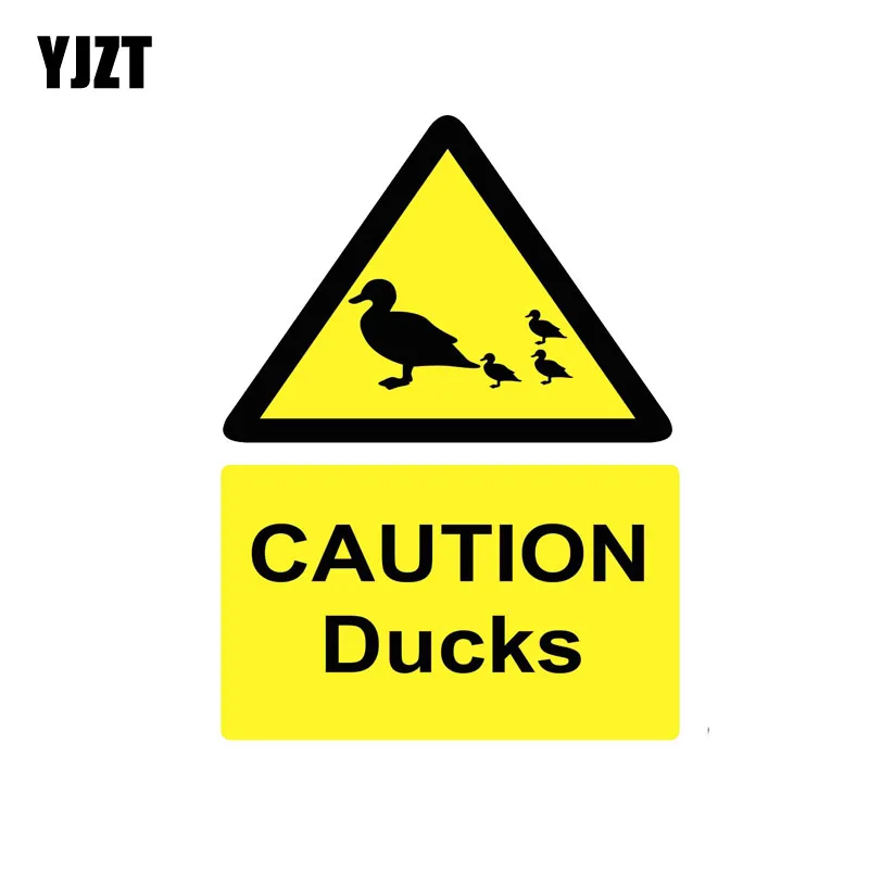 

YJZT 10.6CM*14.4CM Creative Caution Ducks Car Sticker PVC Funny Decal 12-0790