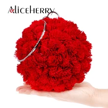 Женская Роскошная вечерняя сумочка известных брендов со стразами, Полный Цветочный клатч, Свадебный Кошелек, женские сумки, красная, розовая, черная, синяя, круглая сумка