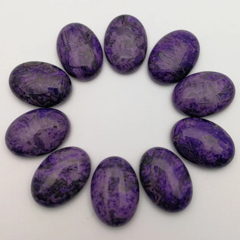 

Fashion 12pcs purple agates 25x18mm natural stone beads oval cabochon for jewelry Ring accessories no hole free shipping