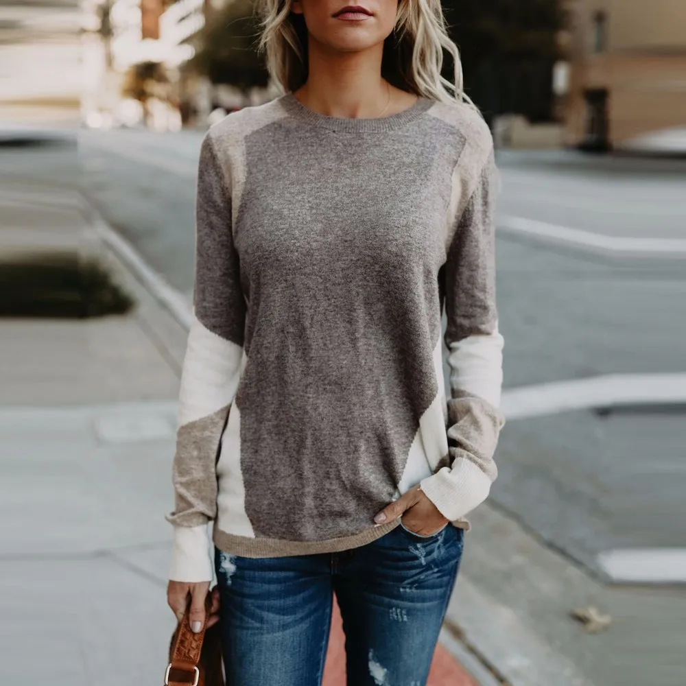 

Fashion Women Knitted Patchwork Long Sleeve Cardigan durable enought for your daily wearing Tops Loose Gift