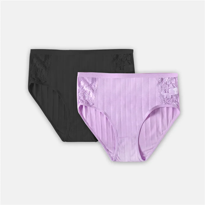 Хлопковые трусы для женщин; большие размеры; модные трусики; 6 разноцветное нижнее белье; женские трусы; 3XL 4XL; дышащие трусики; женское нижнее белье - Цвет: Purple-Black
