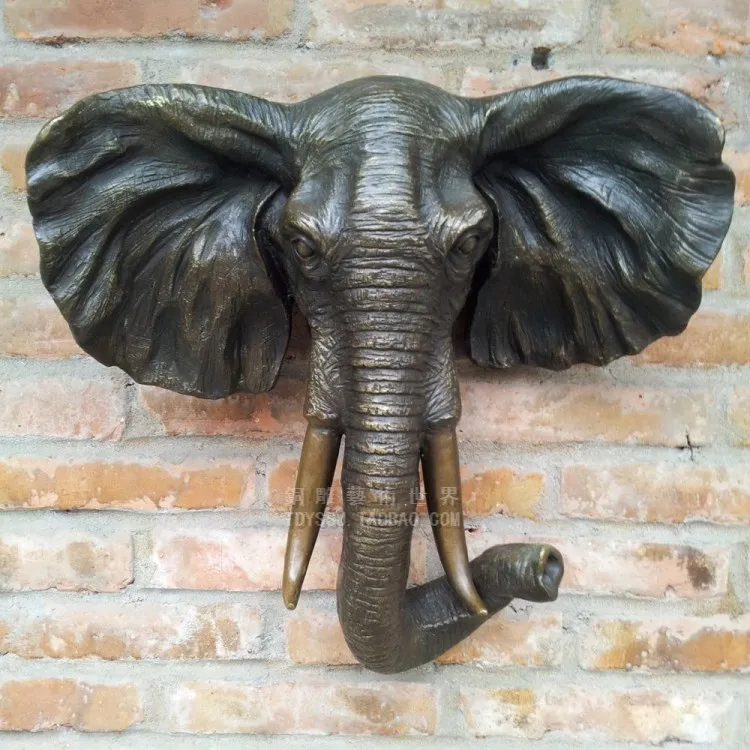 

Old antique Bronze Arts & Crafts Elephant copper wall sculpture crafts home decoration the wall hangings gift