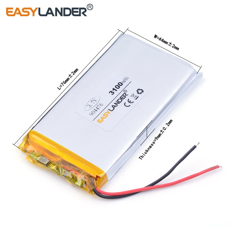 10 قطعة/الوحدة 904476 3100 mah 3.7 v ليثيوم أيون بوليمر بطارية قابلة للشحن الجيب PC المحمول امدادات الطاقة اللوحي الطاقة المحمول
