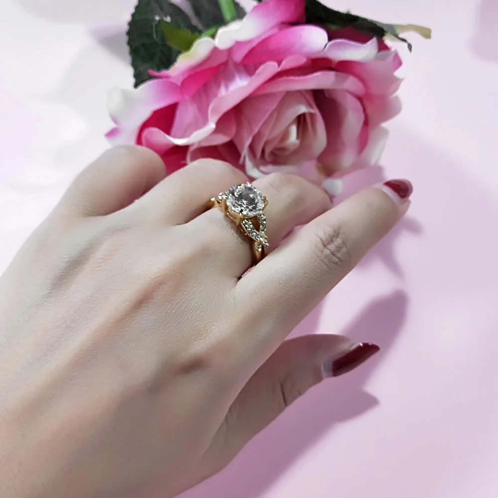SINLEERY, классические кольца с 4 зубцами, круглые обручальные кольца с кубическим цирконием для женщин, свадебные ювелирные изделия золотого и серебряного цвета JZ021 SSA