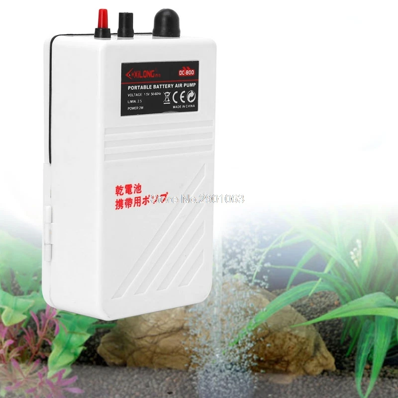 

Acuarios Aquarium Air Pump Single Outlet Silent Fish Tank Battery Operated Oxygen Pump Aerator Compressor 2W