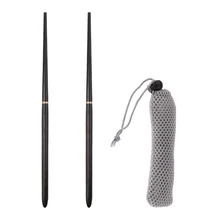 Складные экологически чистые китайские палочки для еды из черного дерева с сумкой для походов и путешествий, портативная посуда, столовые приборы