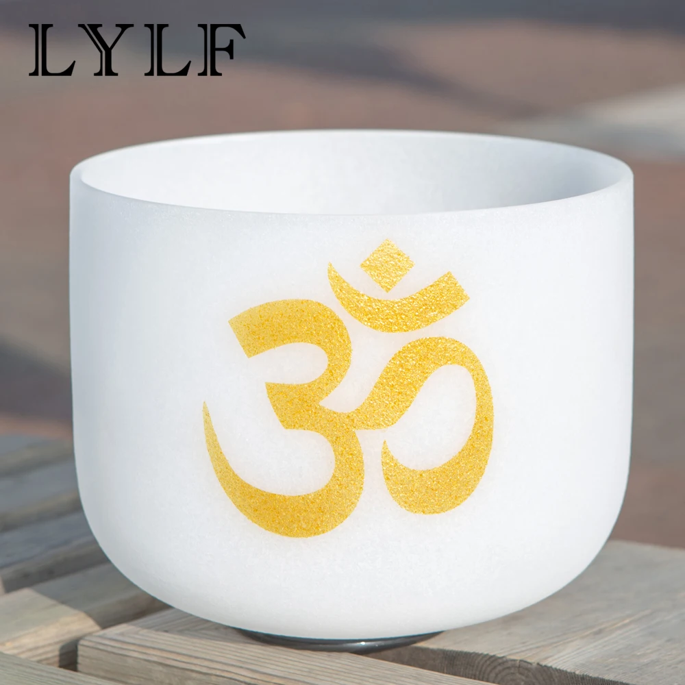 

OM Design 8" Note C /D/E/F/G/A/B Chakra Frosted Quartz Crystal Singing Bowl 432HZ
