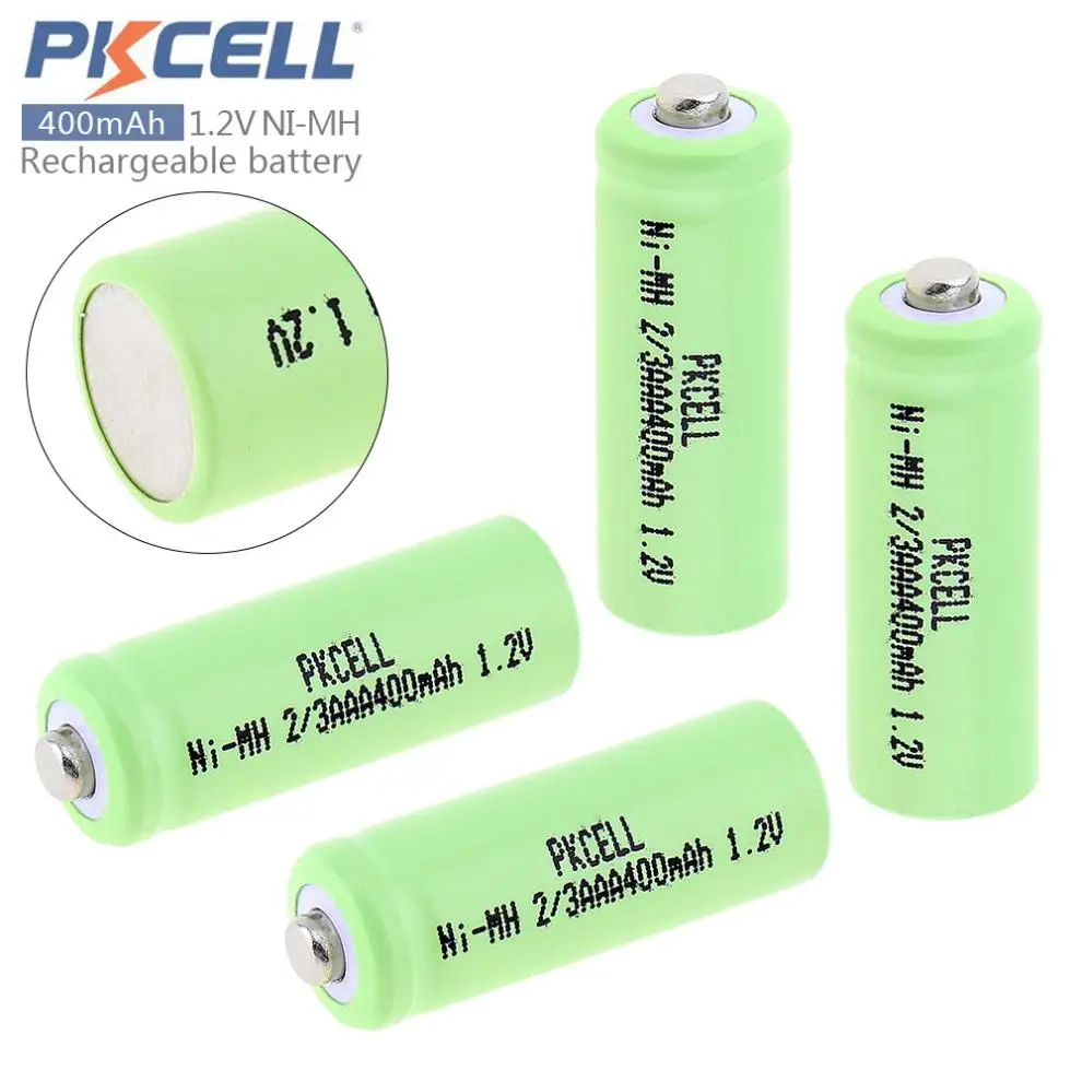 

Pkcell 4pcs 2/3AAA 400mAh 1.2V Ni-MH LSD Rechargeable Battery with Safety Relief Valve for Toys / Alarm / Clock / Wireless Mouse