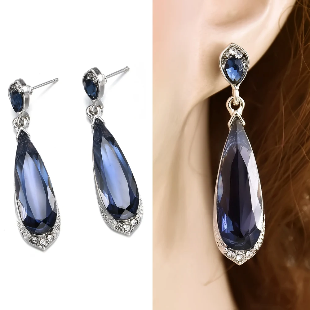 

Hot Sale Classic Elegant Long Earrings For Women Fashion Geometric Crystal Gold Color Water Drop Earring Jewelry Gifts