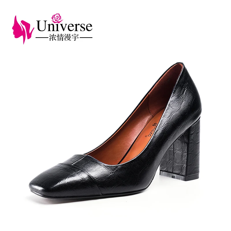 Office Shoes Women Luxury High Heels Genuine Leather 8cm Universe