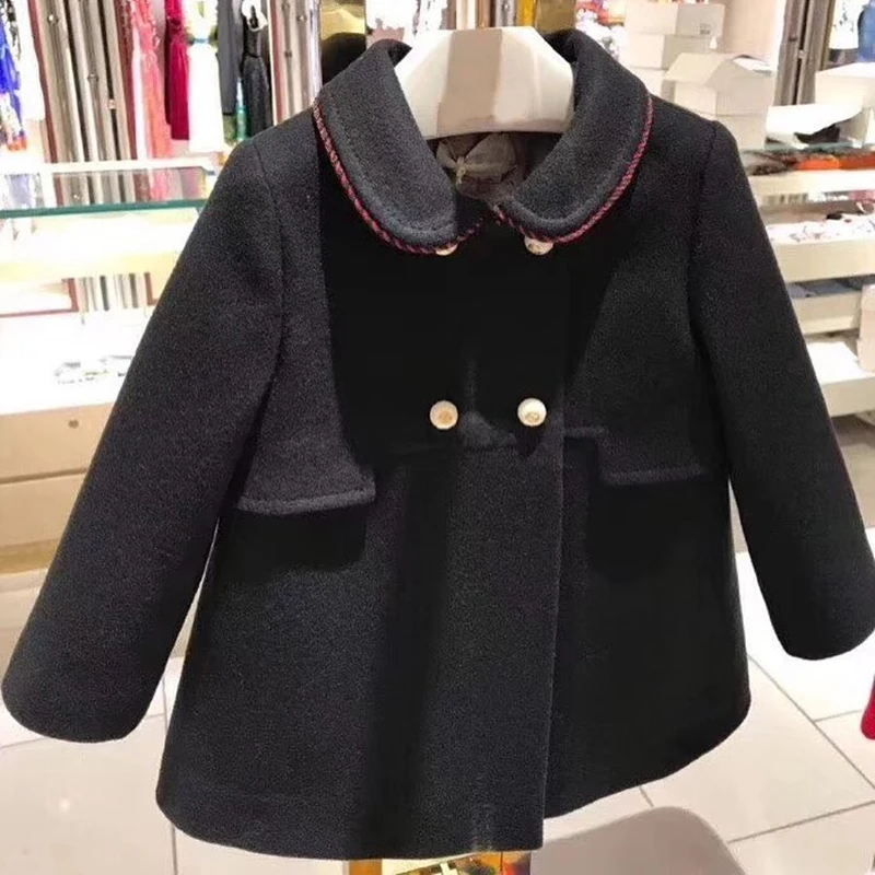 

Kids Girls Overcoat Outerwear Baby Girls Black Jacket Winter Warm Soft Wool Windbreaker for Children Girls Clothes in Late Oct