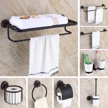 Black Oil Rubbed Bronze Bathroom Hardware Set Towel Shelf Towel Bar Paper Holder Cloth Hook KD969 okaros robe hook cloth hook towel rack hook coat hook oil rubbed black bronze wall hanger bathroom product bathroom accessories