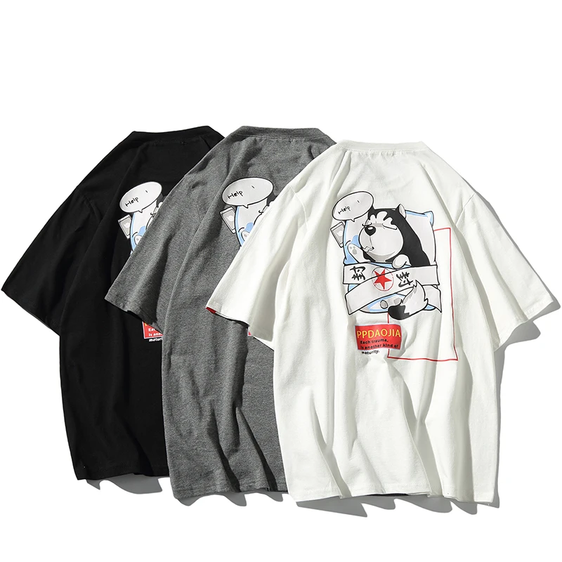 

New Cute Dog T-shirts For Men Black White Letter Funny Harajuku Streetwear Summer Large Size O-neck Homme Short Sleeve M-XXXXXL