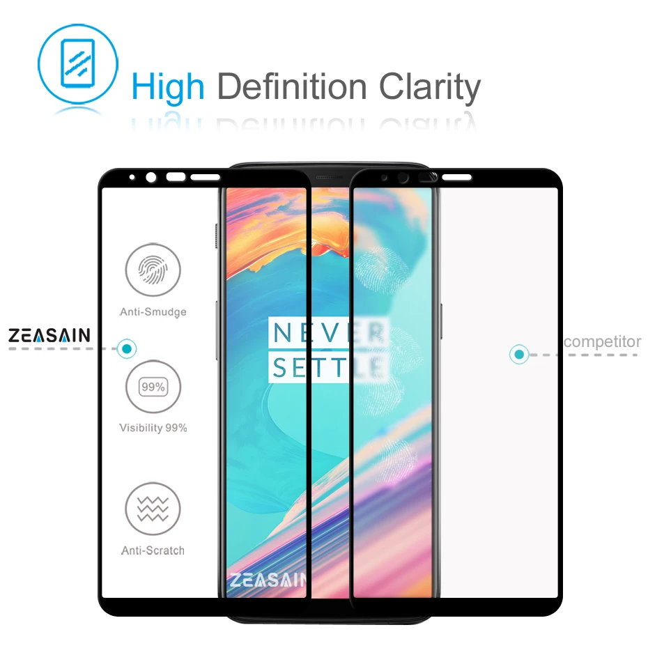 ZEASAIN 2.5D полное покрытие экрана протектор Закаленное стекло для OnePlus 5 T OnePlus5T One Plus 5 T 9H стекло защитная пленка