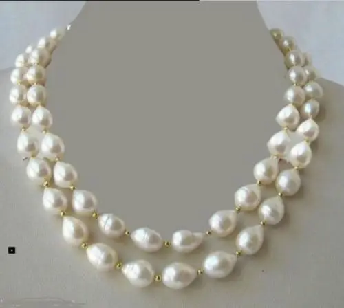 

Jew3112 LONG 36" AAA 11-13MM REAL SOUTH SEA WHITE PEARL NECKLACE 14KGP