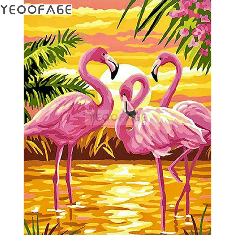 

5D Diamond Embroidery pattern full Square Rhinestone mosaic Needlework stickers Diy Diamond Painting Cross Stitch Flamingo