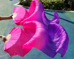 2017 Женский Высокое качество китайский шелк покрывал Танцы поклонников пара Поклонники танца живота дешевые Лидер продаж, фиолетовый + Роза