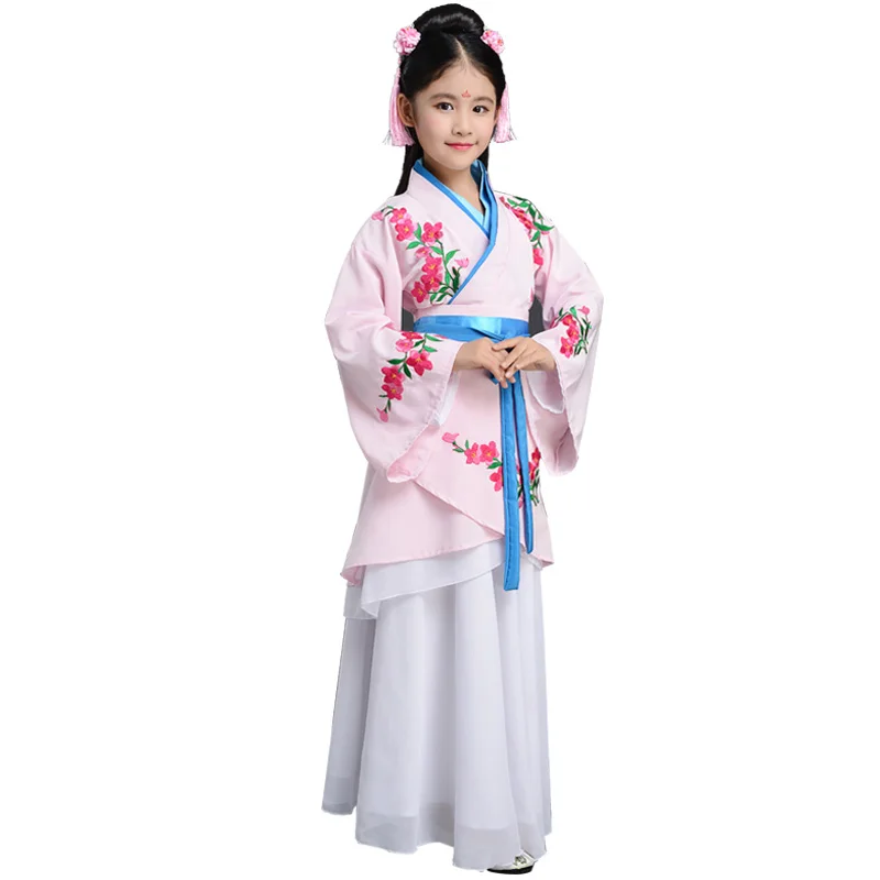 

Traditional Girls Dance Costume Embroidery Hanfu Folk Dress Kids Stage Wear Festival Outfit Oriental Performance Clothing DC1873