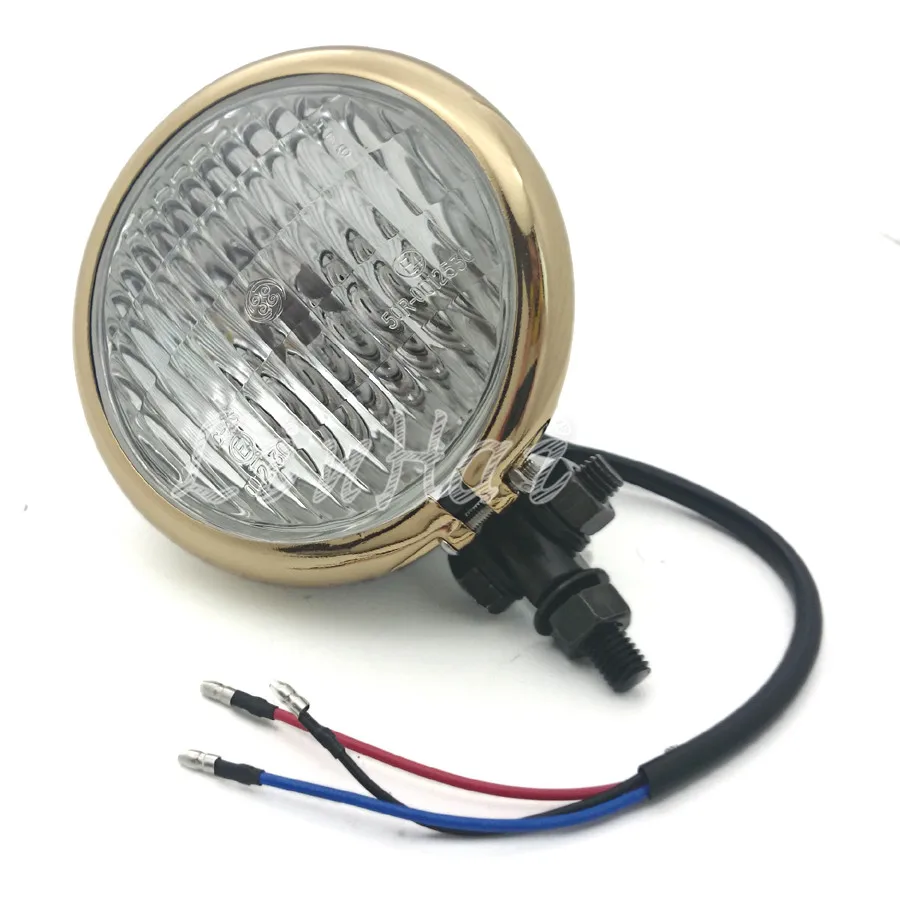 Motorcycle Black Bullet Brass Plated Trim Headlight For Harley Bobber