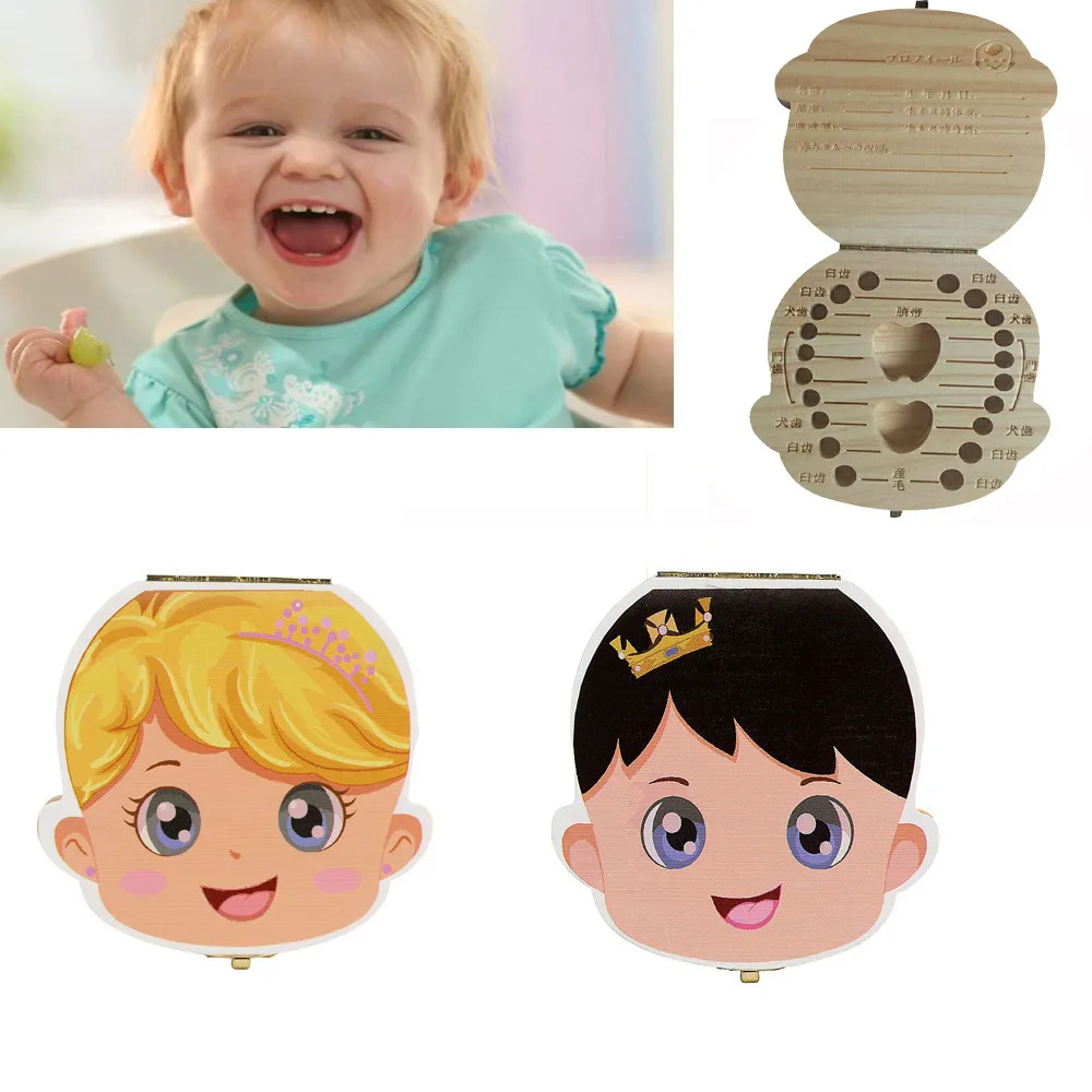 

Wooden Baby Tooth Box Storage Baby Shower Gift Milk Tooth Organizer Boy Girl Save Teeth Souvenir Russian Italian Multi-lingual