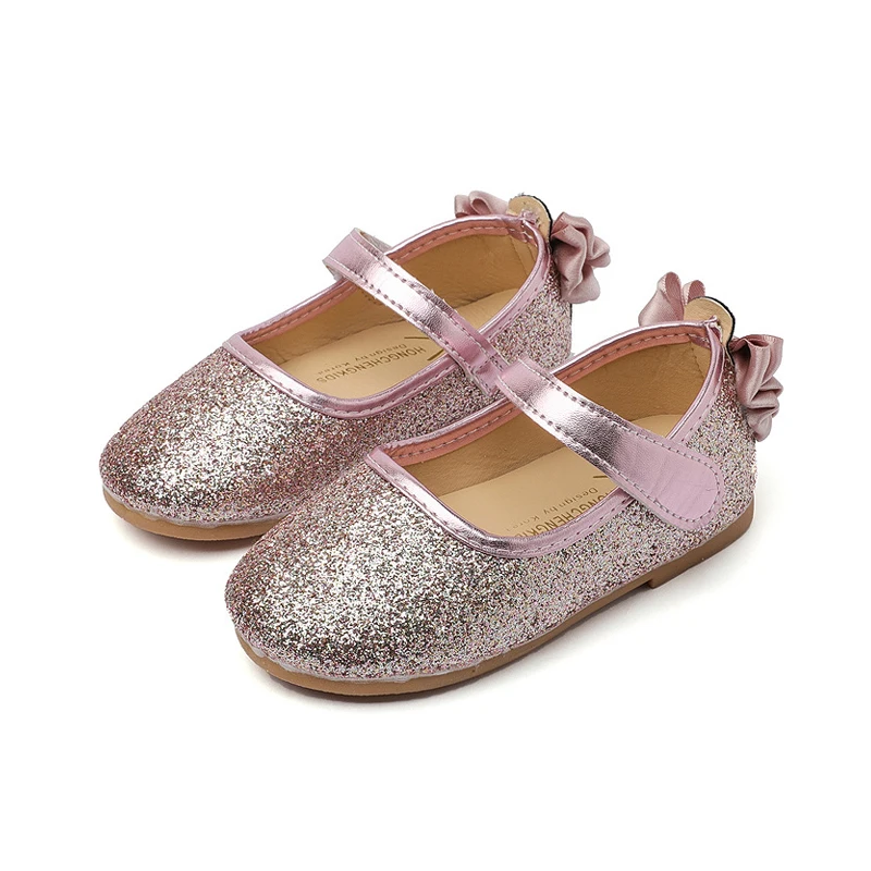 

2019 Spring Summer Girls Shoes Bowtie Princess Sandals PU Leather Kids Single Shoes for Girl Toddler Shoes Soft Children Flats