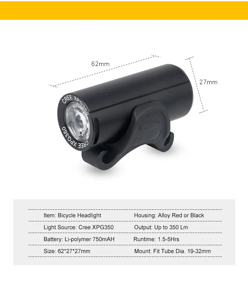 Deemount велосипедная фара 3 Вт качественный светодиодный 350лм 4 режима боковой Видимый 750 мА · ч аккумулятор напоминающий велосипедный передний фонарь освещения