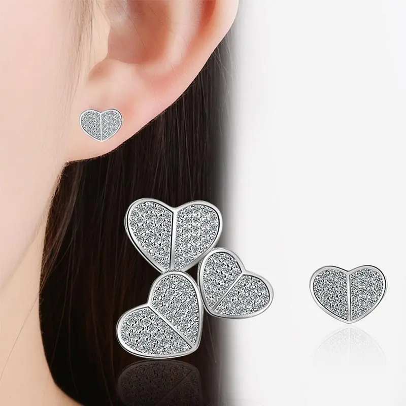 

ZFVB New Fashion Heart Earrings for Women Jewelry 925 Sterling Silver Trendy Wedding Earring Bijoux